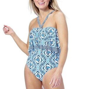 Jantzen Clair Ruffle Adjustable Halter Strap One-Piece Swimsuit 20 W Plus